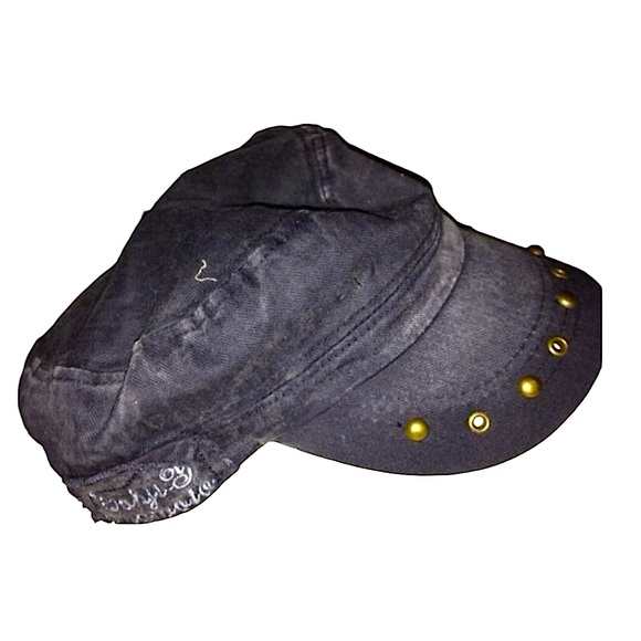 Vintage Distressed Studded Fashion Cap Hat Deadstock Distressed Black - Picture 1 of 5